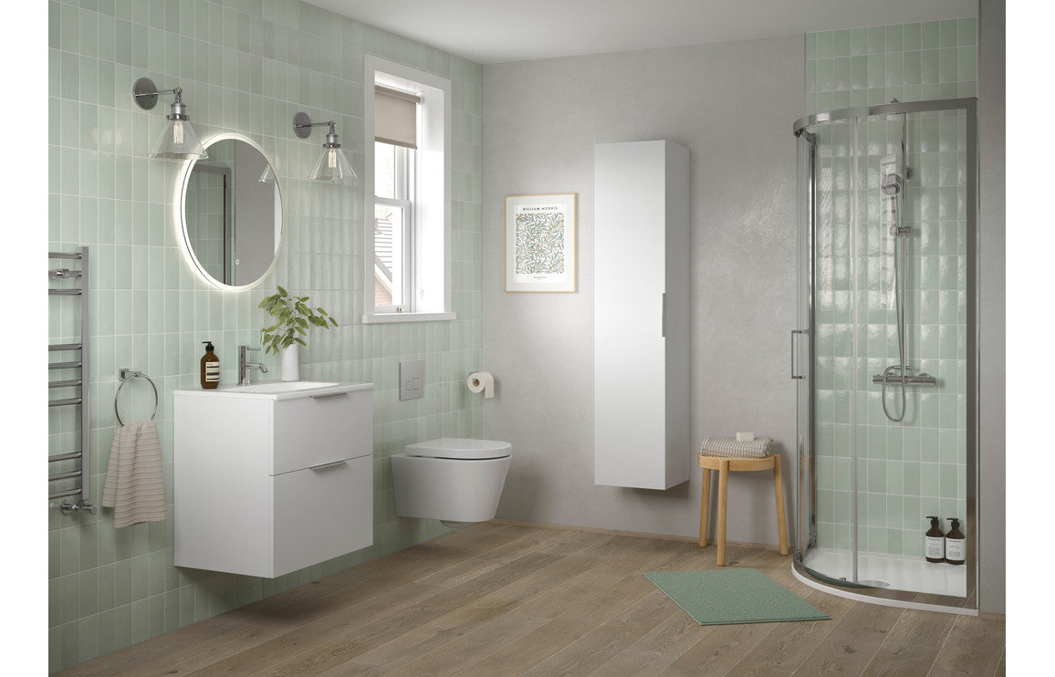 NEST 815mm Wall Hung 2 Drawer Basin Unit & Basin - Matt Latte