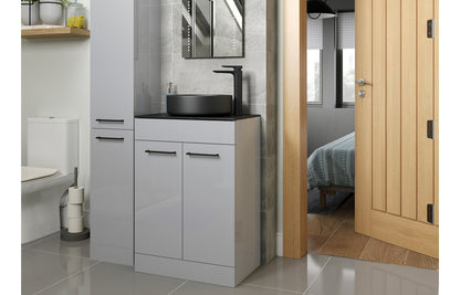 VINOS 350mm Floor Standing 2 Door Tall Unit - Grey Gloss