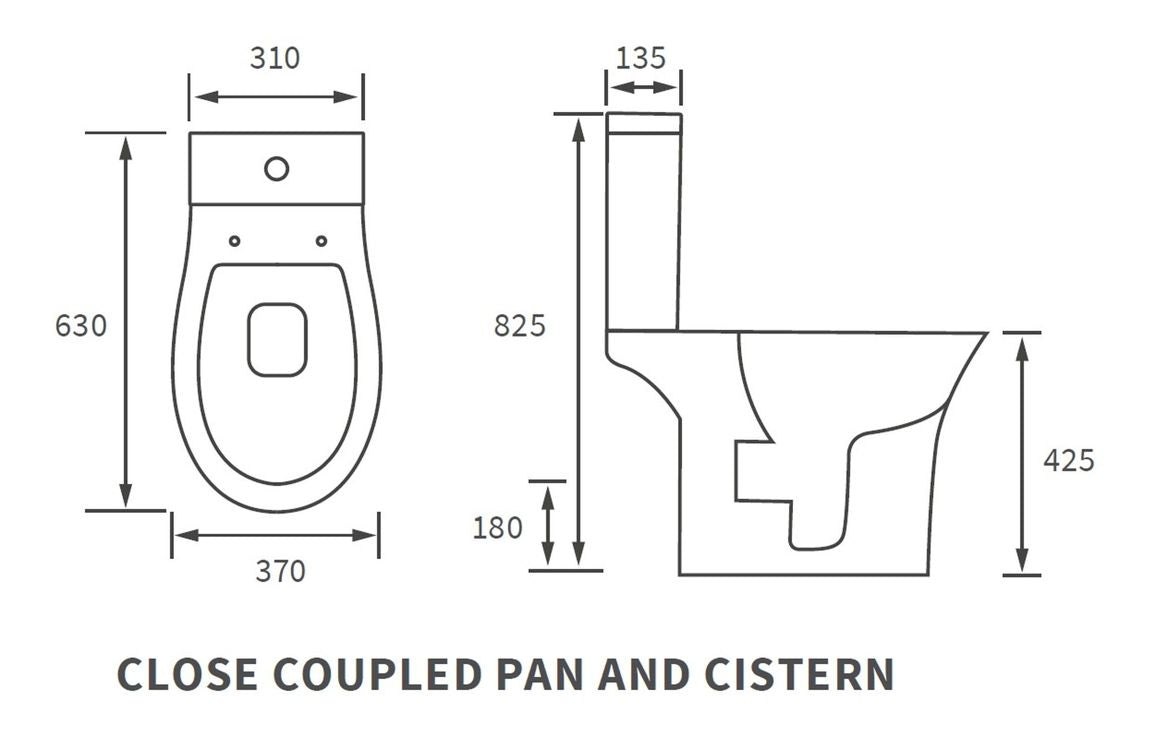 Sandro Rimless Close Coupled Open Back WC & Soft Close Seat