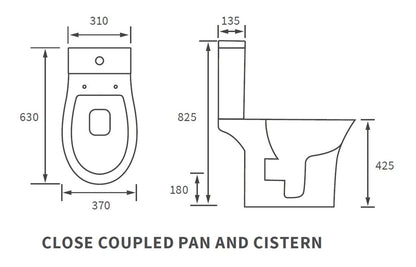 Sandro Rimless Close Coupled Open Back WC & Soft Close Seat