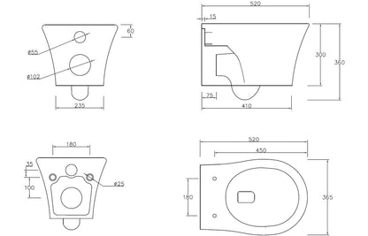 Sandro Rimless Wall Hung WC & Soft Close Seat