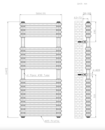 Kolumn Dual Column  Towel Radiator White / Anthracite
