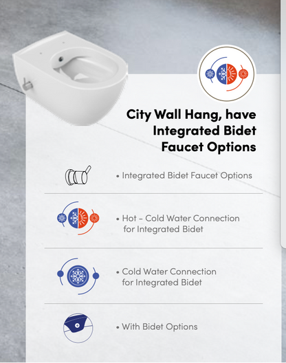City Wall Hung Hot & Cold Mixer Bidet Wall Hung Toilet