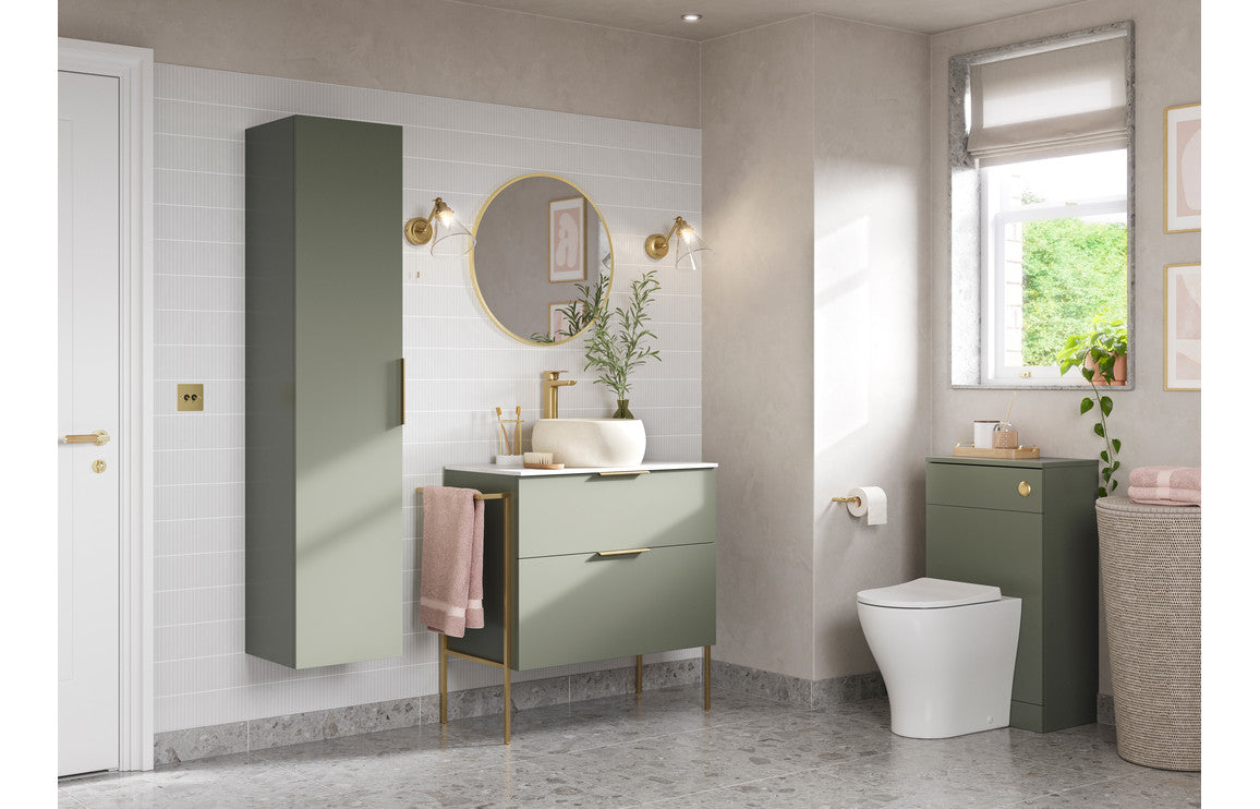 NEST 1180mm Wall Hung 4 Drawer Basin Unit (No Top) - Matt Olive Green