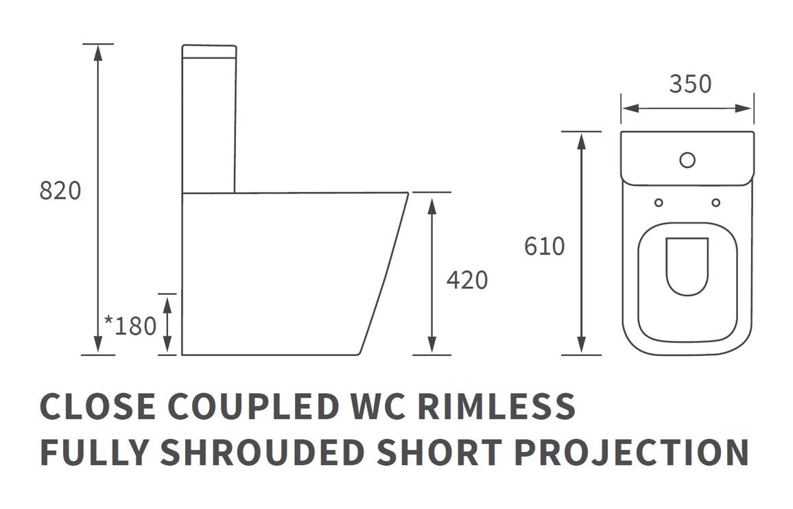Tilia Rimless Close Coupled Fully Shrouded Short Projection WC & Soft Close Seat