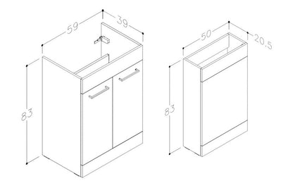 VINOS 1100mm Floor Standing L-Shape Pack & Basin - Oak