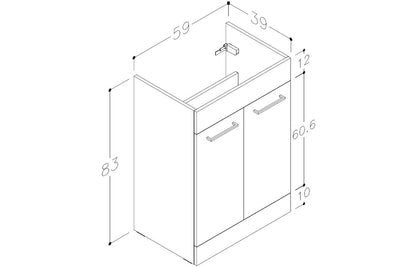 VINOS 1100mm Floor Standing L-Shape Pack & Basin - Anthracite Gloss