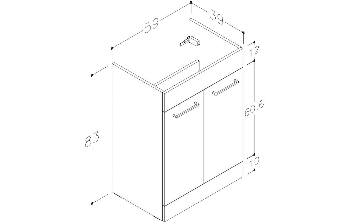 VINOS 1100mm Floor Standing L-Shape Pack & Basin - White Gloss