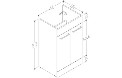 Volta 510mm Floor Standing 2 Door Basin Unit & Basin - Anthracite Gloss