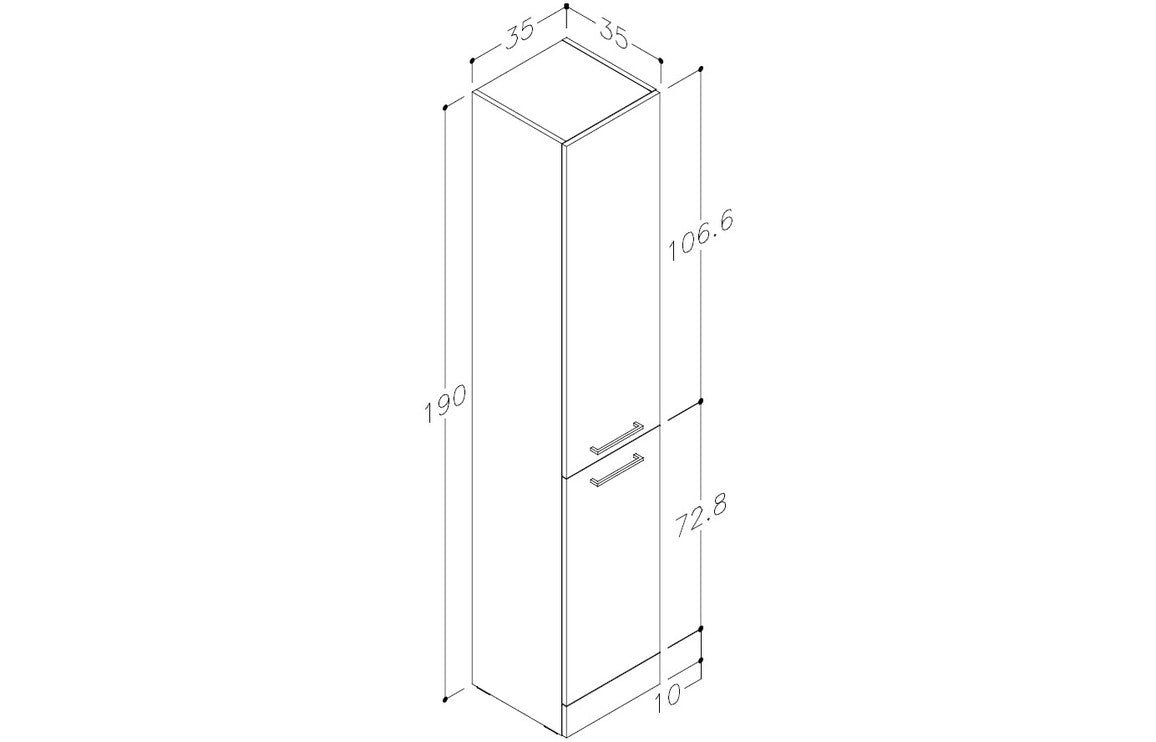 VINOS 350mm Floor Standing 2 Door Tall Unit - Anthracite Gloss