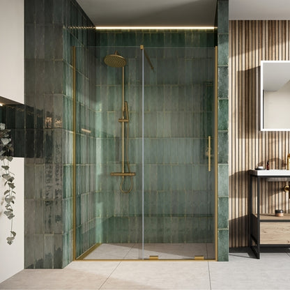 Monolux 8mm Easy Clean 2m Tall Sliding or Wetroom Shower Door & Optional Side Panel - Brushed Brass