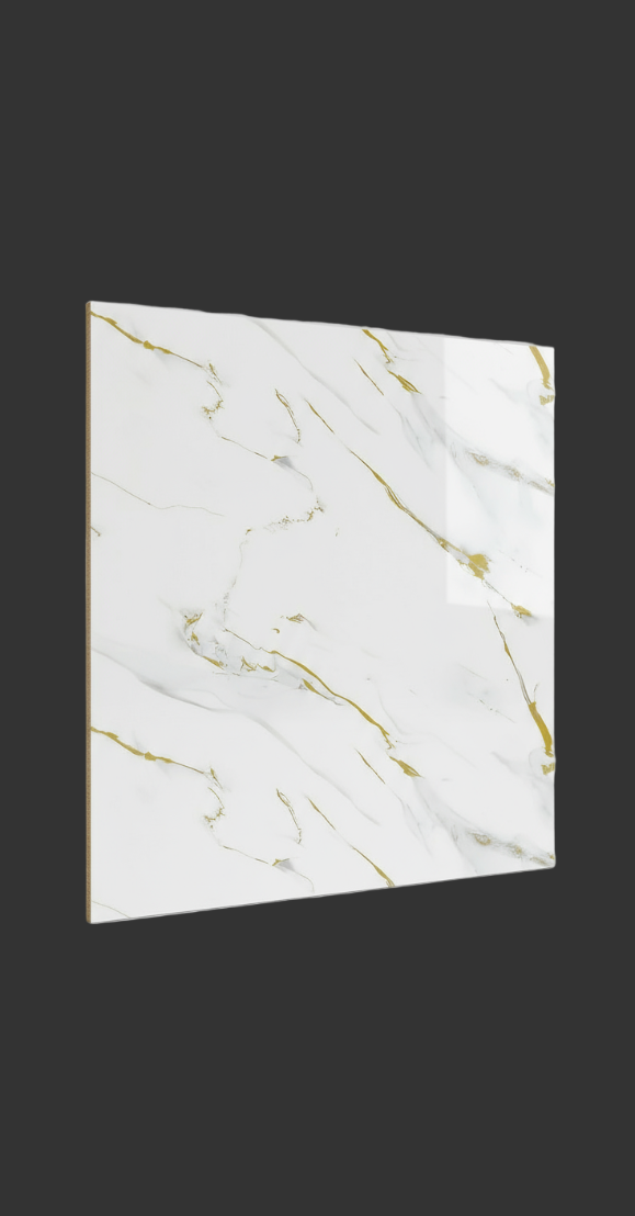 Shower Wall Panel  1200 Carrara Marble  Gold Gloss