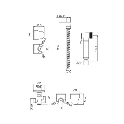 Douche Handset , Flexi , Holder and Oulet Elbow