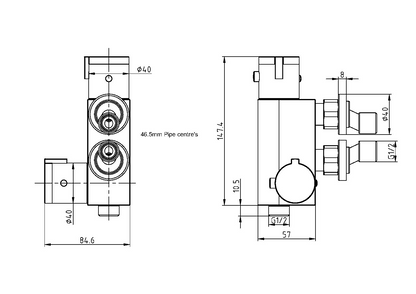 Thermostatic Vertical Valve for Douche Chrome