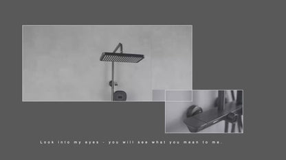 Novo Timeless Thermostatic Matt Black Modern Mixer Shower System 4-Function Solid Brass