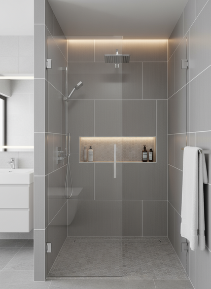 Shower Wall Panel  1000 Tiled Grey Strip